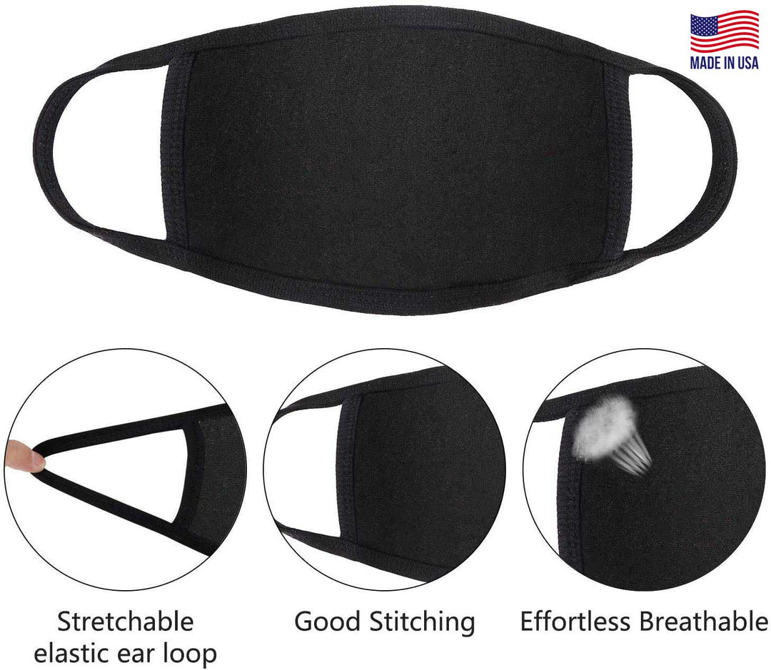 Fashion Mask *BLACK, Cotton, *Made in USA, *Wash & Reusable (1pc)